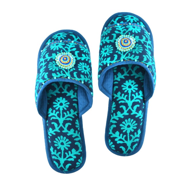 Handcrafted Ladies Slippers Green - 5