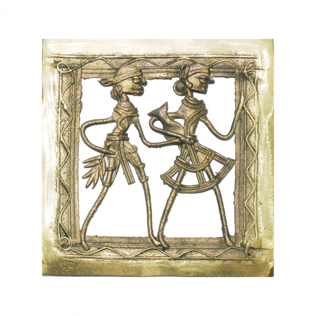 Tribes India Handcrafted Dhokra Art Metal Jali “ Tribal Couple