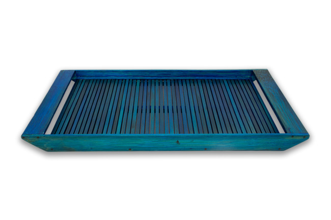 Handmade & Handcrafted Wooden Serving Tray (Blue) (PVTG)