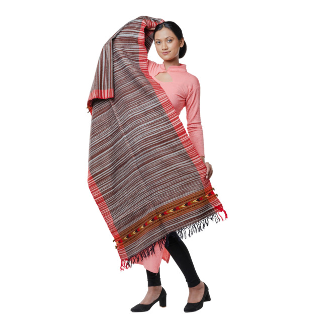 Handwoven Stole Double Dori Kattu Handspun