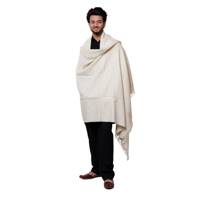 Handwoven Plain Sheep Wool White Shawl