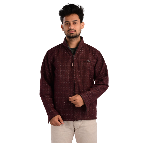 Handloom Woolen Strip Jacket