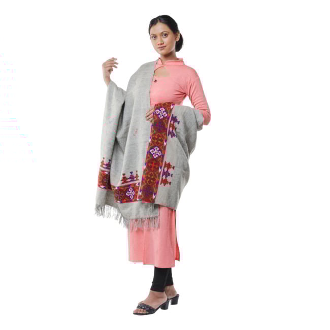Handwoven Kinnauri Chollo Padma Pashmina Shawl