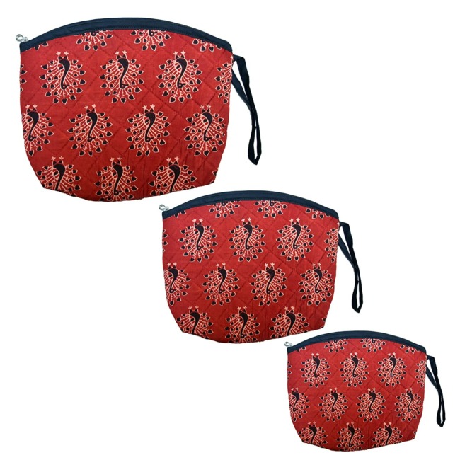 Handmade Cotton, Sponge & Bid Work Maroon Pouch