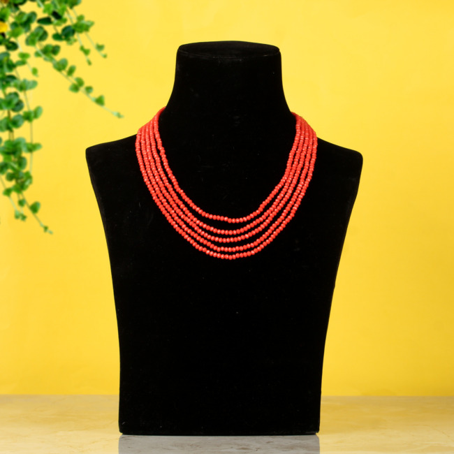 Red Crystal Beads Multi Strand Necklace for Women