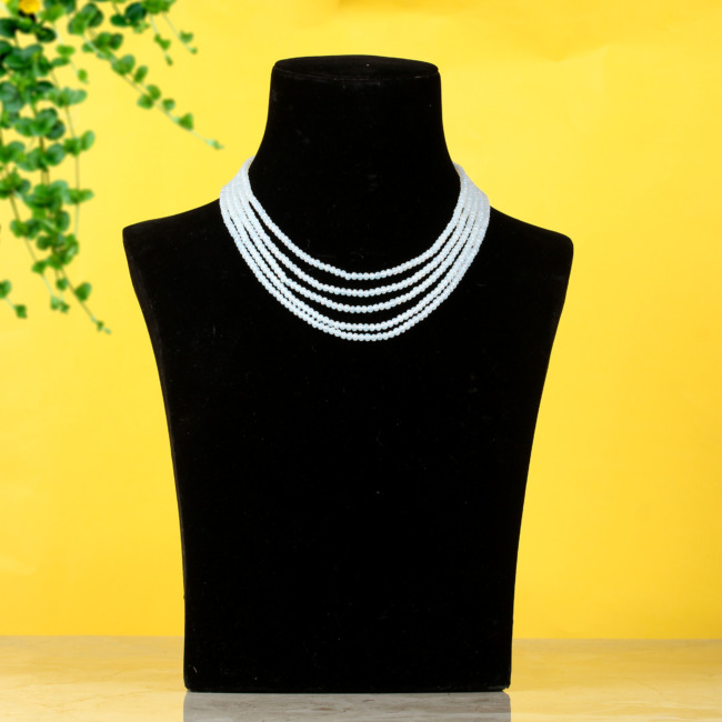 Milky White Crystal Beads Multi Strand Necklace for Women