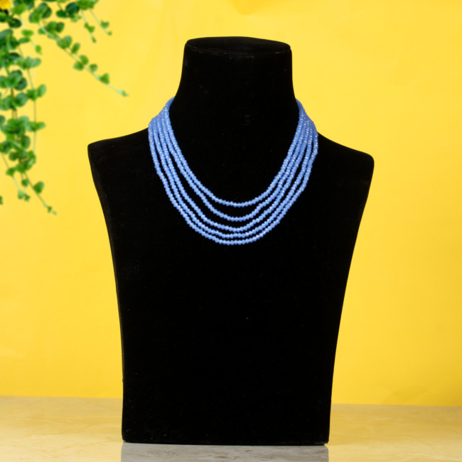 Blue Crystal Beads Multi Strand Necklace for Women