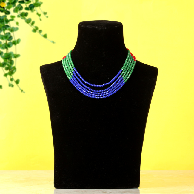 Red Blue Green Crystal Beads Multi Strand Necklace for Women