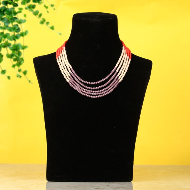 Red White Green Crystal Beads Multi Strand Necklace for Women