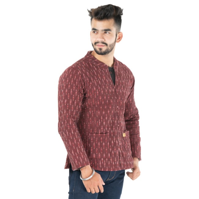 Handloom Woolen Short Jacket Pochampally - M