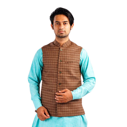 Handloom Woolen Checks Waist Coat