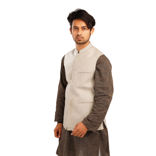 Handloom Woolen Checks Waist Coat - 38