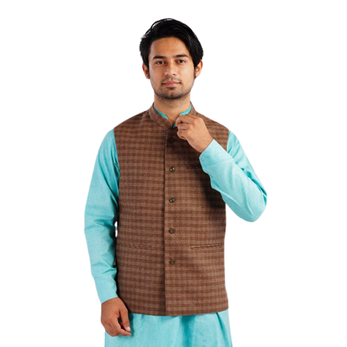 Handloom Woolen Checks Waist Coat