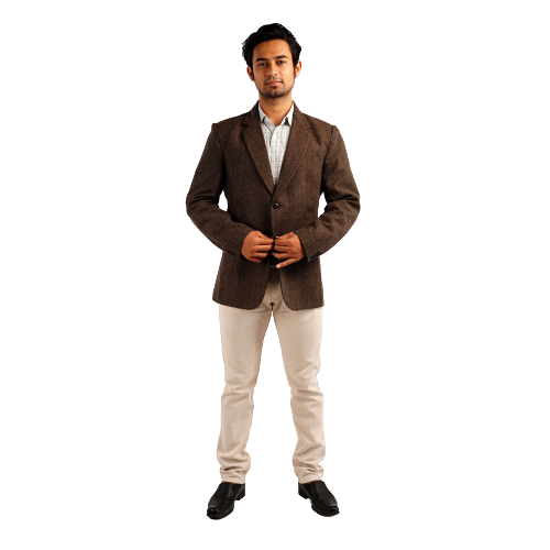 Handloom Woolen Checks Coat - 42