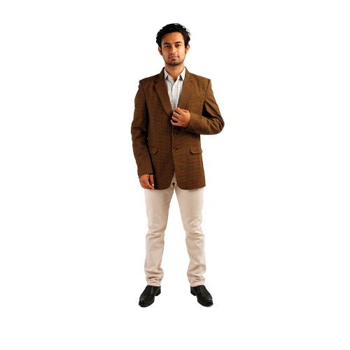 Handloom Woolen Checks Coat - 42