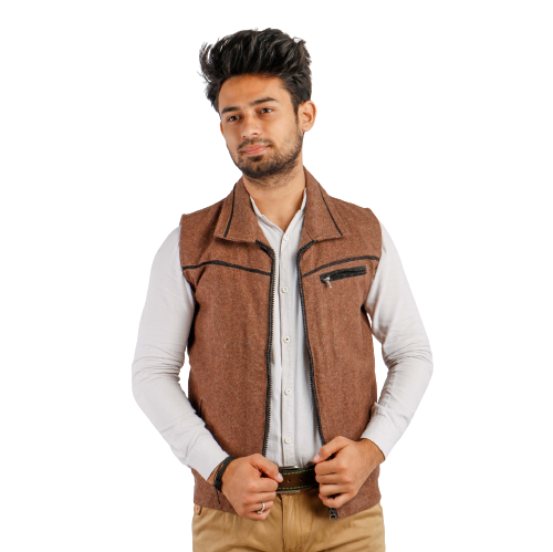 Handloom Woolen Twill Weave Half Jacket