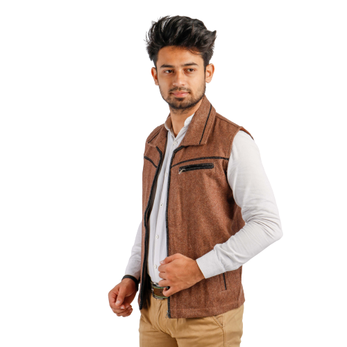 Handloom Woolen Herringbone Half Jacket