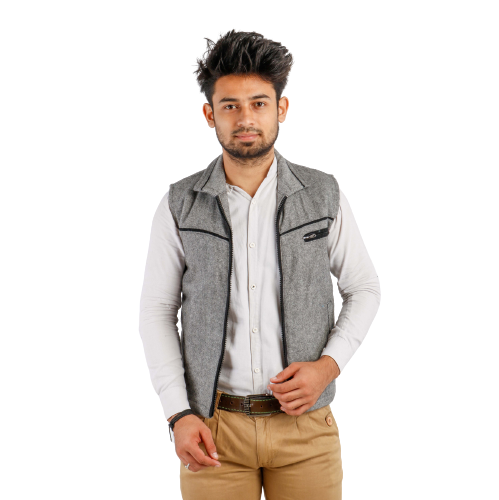 Handloom Woolen Twill Weave Half Jacket
