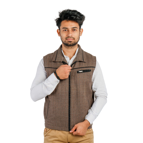 Handloom Woolen Checks Half Jacket