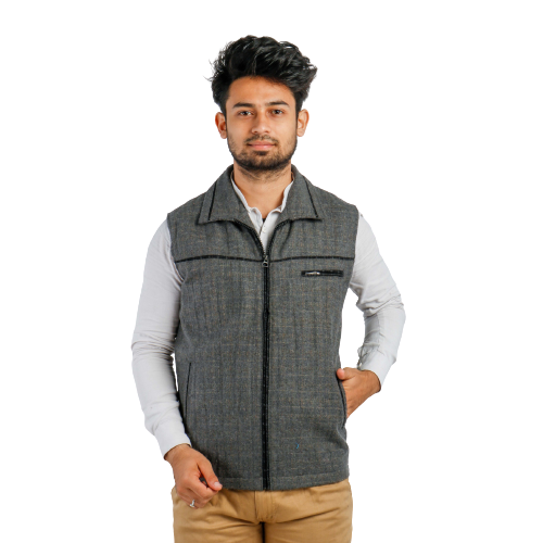 Handloom Woolen Checks Half Jacket