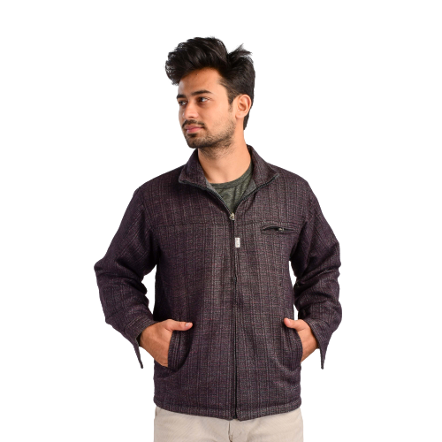 Handloom Woolen Checks Jacket - 42