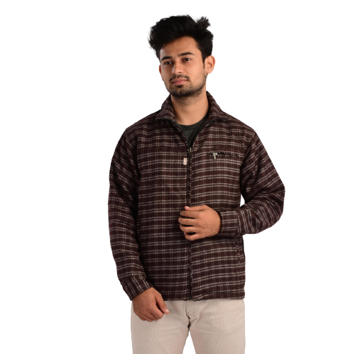 Handloom Woolen Checks Jacket - 42
