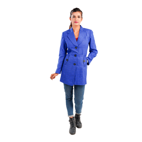 Handloom Pure Wool Checks Long Coat