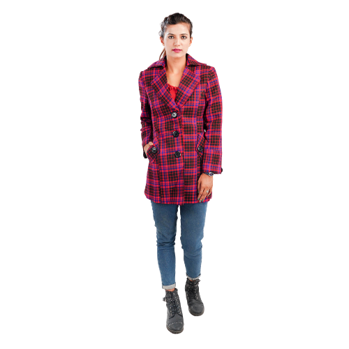 Handloom Pure Wool Checks Long Coat