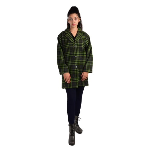 Handloom Woolen Checks Long Coat