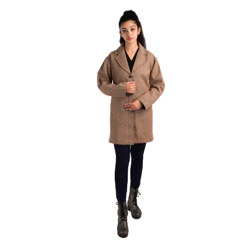Handloom Woolen Herringbone Long Coat