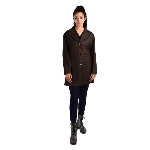 Handloom Woolen Checks Long Coat