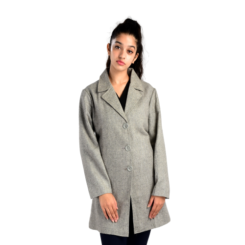 Handloom Woolen Herringbone Long Coat