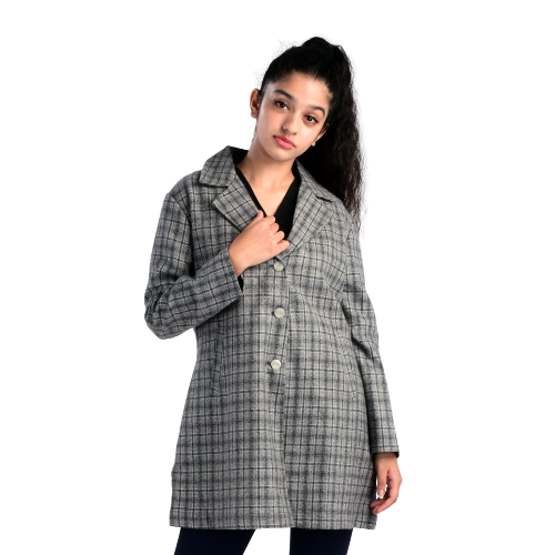 Handloom Woolen Checks Long Coat