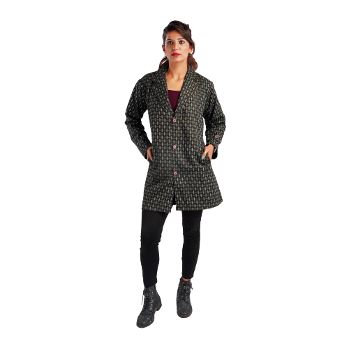 Handloom Pure Wool Long Coat