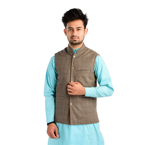 Handloom Woolen Checks Waist Coat