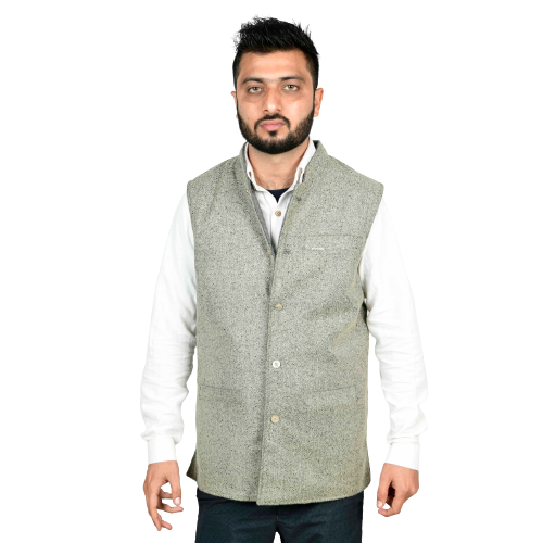 Handloom Woolen Herringbone Waist Coat