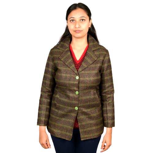 Handloom Woolen Checks Short Coat