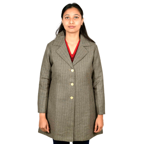 Handloom Woolen Checks Long Coat