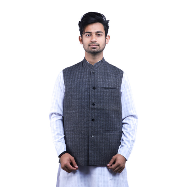 Woolen Plain Grey Waist Coat