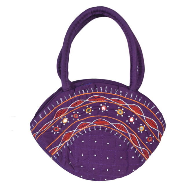 Tribes India Handmade Banjara Handbag Fish Design Violet Color