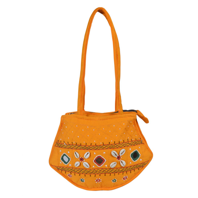 Tribes India Handicraft Handmade Banjara Kodi Handbag for Women Yellow Color