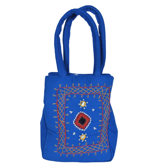 Tribes India Banjara Handmade Cell Cover Handbag Standard Size Blue Color