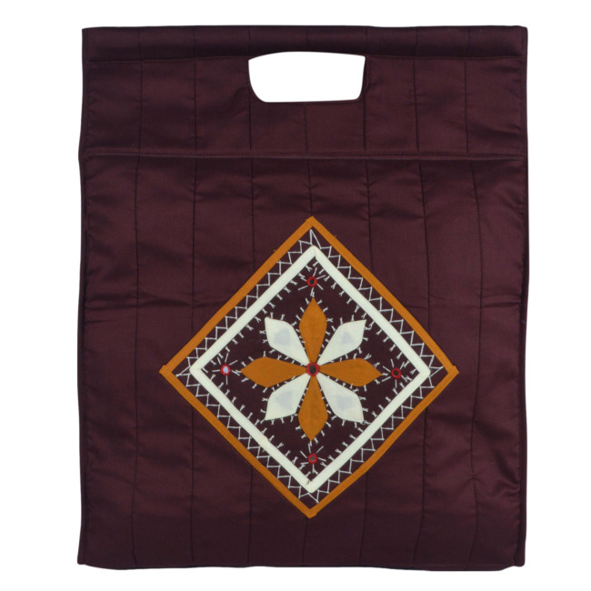 Tribes India Handmade Banjara Reusable Shopping/Grocery Bag 19X13 Inch Burgundy Color