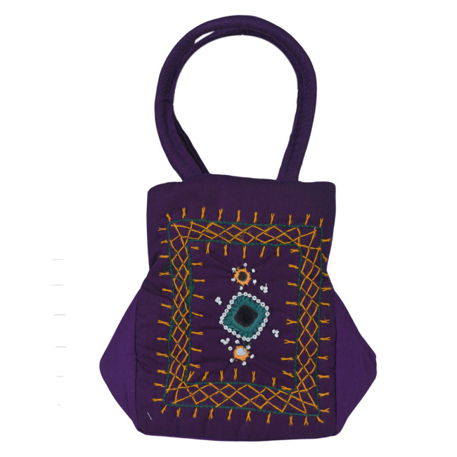 Tribes India Handmade Banjara Cell Cover Handbag Standard Size Purple Color