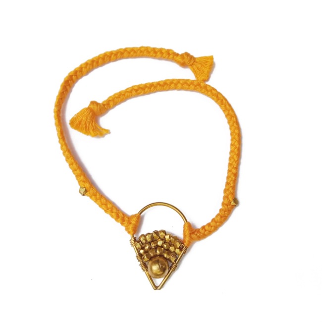 Tribes India Yellow Cotton Thread & Metal Eco Friendly Rakhi