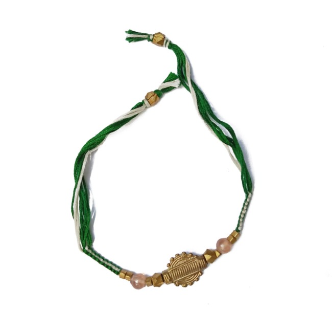 Tribes India Green Cotton Thread & Metal Eco Friendly Rakhi