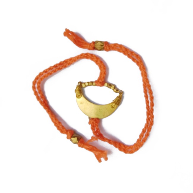 Tribes India Orange Cotton Thread & Metal Eco Friendly Rakhi