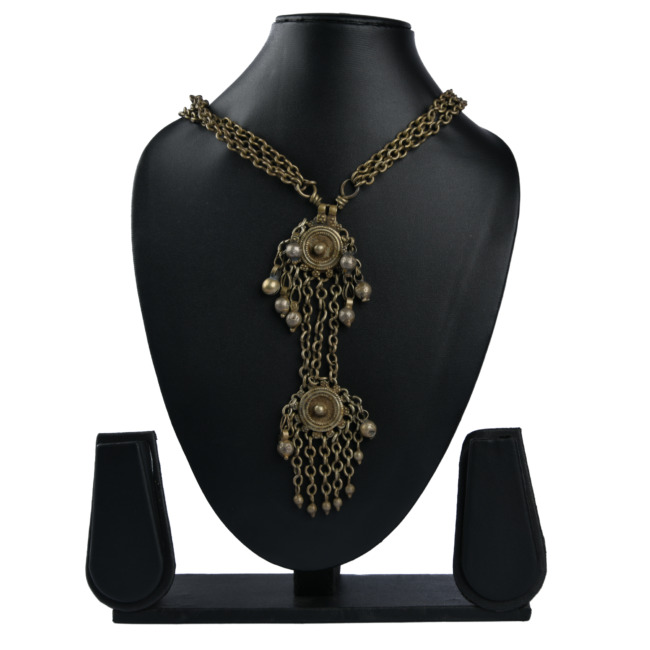 Tribes India Handcrafted White Metal Sankli Haar/Necklace for Women