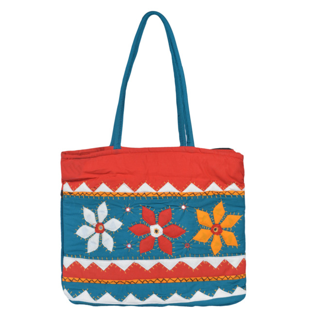 Tribes India Banjara Handmade Rangeela Shoulder Bag for Women Light Teal Color