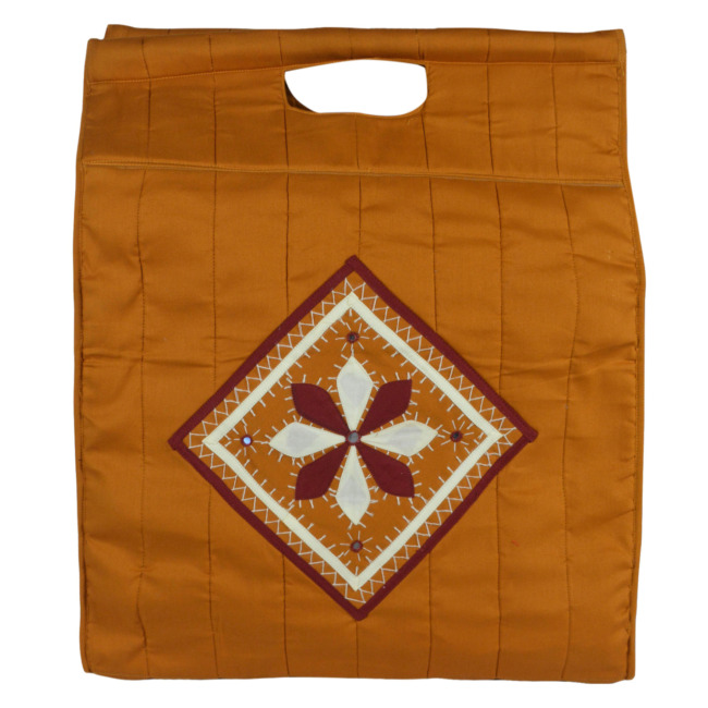 Tribes India Handmade Banjara Reusable Shopping/Grocery Bag Marigold Color